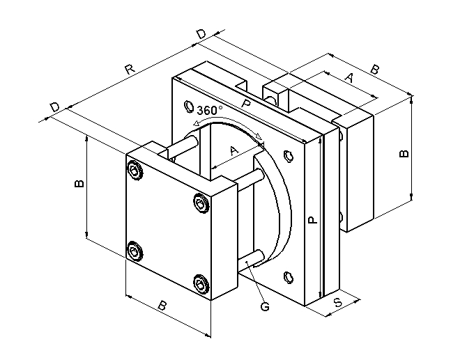 Dreh – Element DR, Maßzeichnung